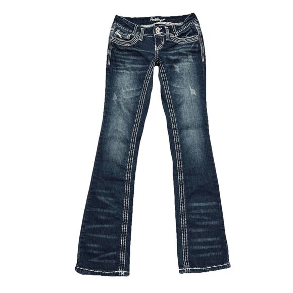 Amethyst Bootcut Jeans 0 (25x30.5) Blue Distressed Denim Womens - Picture 2 of 8